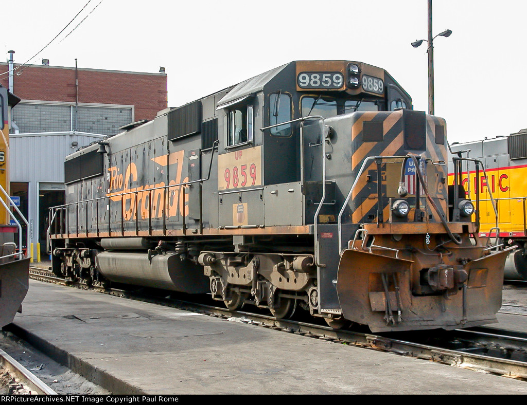 UP 9859, EMD SD50, ex UP 5109, ex DRGW 5515, at UPRR Proviso Shop